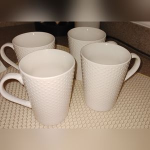 Home Essentials & Beyond, swiss dot collection. Four mugs. Textured. Never used